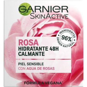 Crema Faciala Hidratanta cu Apa de Trandafiri pentru Piele Sensibila - Garnier SkinActive Rosa Hidratante Calmante 48H con Agua de Rosas Piel Sensibile, 50 ml