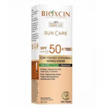 Crema solara pentru ten gras Bioxcin Sun Care SPF 50+ , Nuantata