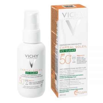 Fluid cu protectie solara SPF 50+ pentru fata UV Clear Capital Soleil, Vichy, 40 ml