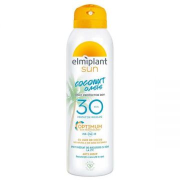 Spray pentru Protectie Solara Ridicata cu Ulei de Cocos - Elmiplant Sun Coconut Oasis Spray Protector Dry Optimum Sun Technology, FPS 30, Rezistenta Crescuta la Apa, 150 m