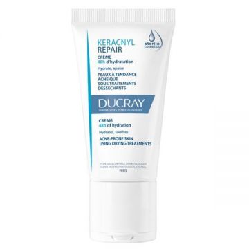 Crema hidratanta anti-imperfectiuni pentru tenul cu tendinta acneica Keracnyl Repair, Ducray, 50 ml