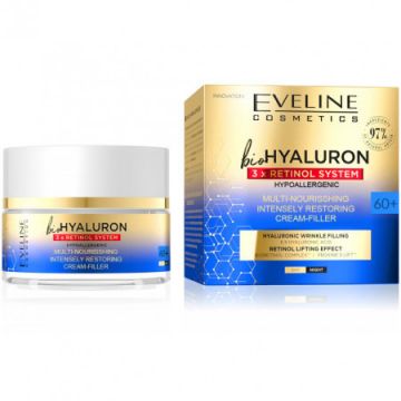 Crema de fata Eveline Cosmetics bioHyaluron 3xRetinol System 60+ (Concentratie: Crema pentru fata, Gramaj: 50 ml)