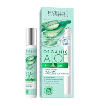 Gel hidratant pentru conturul ochilor Eveline Cosmetics Organic Aloe + Collagen (Concentratie: Crema pentru ochi, Gramaj: 15 ml)