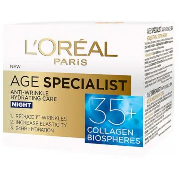 Crema de Noapte pentru Fata L'Oreal Paris Age Specialist 35+, Antirid, 50 ml