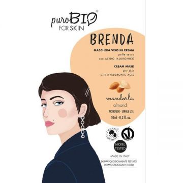 Masca Crema Tratament cu Migdale pentru Ten Uscat Brenda PuroBio Cosmetics, 10ml