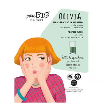 Masca Peel-Off cu Spirulina pentru Ten Gras Olivia PuroBio Cosmetics, 13g