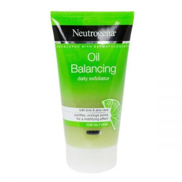 Exfoliant zilnic pentru ten gras Neutrogena Oil Balancing, cu Lime si Aloe Vera, 150 ml