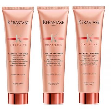 Pachet 3 x Lapte pentru Par Rebel - Kerastase Discipline Keratine Thermique Taming Milk 150 ml