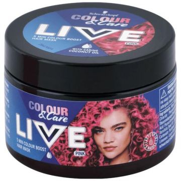 Masca de Par Coloranta - Schwarzkopf Live Color & Care 5 Min Color Boost Hair Mask, nuanta Pink, 150 ml