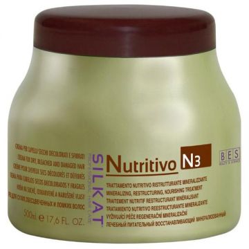 Masca Nutritiva pentru Par Degradat - Bes Silkat Nutritivo N3 Mineralizing, Restructuring, Nourishing Treatment, 500 ml
