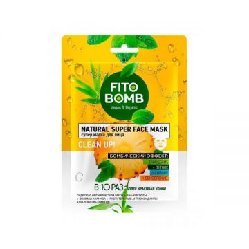 Masca Textila pentru Curatare, Detox, Stralucire si Reinnoire Clean Up Fito Bomb Fitocosmetic, 25 ml