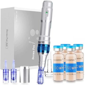 Set 10 fiole tratament facial BB-Glow Meso + Derma Pen, Serum MakeUp Dermawhite Nutritie si Tonifiere, White BB-Cream Microneedeling Dr.Pen,10x8ml