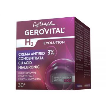 Crema Antirid Concentrata cu Acid Hialuronic - Gerovital H3 Evolution Anti-Wrinkle Concentrated Cream with Hyaluronic Acid, 50ml