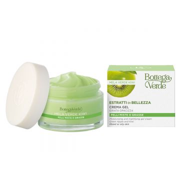 Crema-gel hidratanta, pentru ten gras si mixt, cu mar verde si kiwi