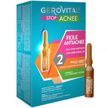 Fiole Antiacnee - Gerovital Stop Anti-Acne Ampoules, 10 fiole x 2ml