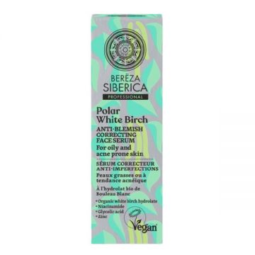 Ser Corector pentru Tenul Acneic cu Niacinamida, Zinc si Acid Glicolic Polar White Birch, 30 ml