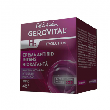 Crema Antirid Gerovital H3 Evolution, Intens Hidratanta, de Zi cu SPF10, 50 ml