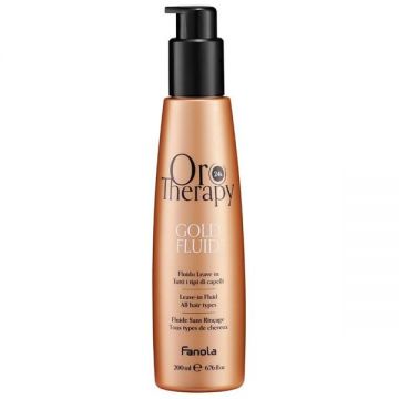 Fluid Leave-In pentru Toate Tipurile de Par - Fanola Oro Therapy Gold Leave-In Fluid All hair Types, 200 ml