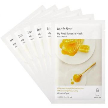 Set 10 masti faciale Innisfree My Real Squeeze Mask Manuka Honey (Miere), 20 ml