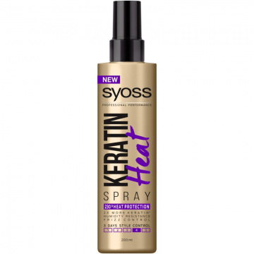 Spray Keratin Heat Protection SYOSS, 200 ml, Strong Hold 4, Protectie Termica