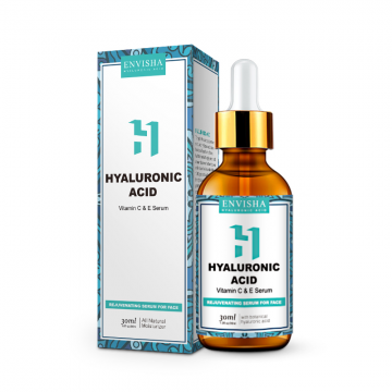 Ser facial antirid cu Acid Hialuronic, Vitamina C si E, Fara Gluten, Envisha Sevich, 30ml