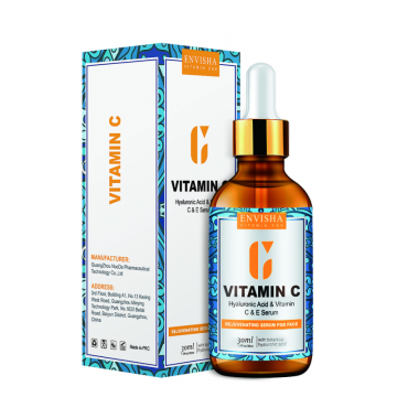 Ser facial cu Acid Hialuronic, Vitamina C, Vitamina E, Envisha Sevich, 30ml