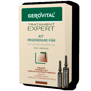 Kit Regenerare Păr  Fiole Fortificare și Stimulare Creștere, Gerovital Tratament Expert, 10 Fiole X 10 Ml