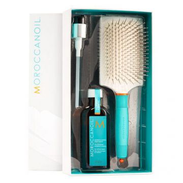 Set Moroccanoil - Tratament pentru toate tipurile de par + Perie ceramica