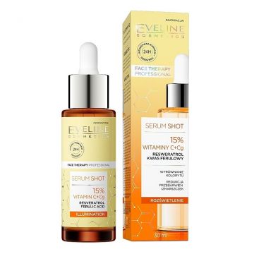 Tratament de iluminare Eveline Cosmetics Serum Shot 15% Vitamina C + Cg, 30 ml