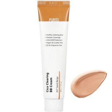 Crema coloranta de fata BB Cream Cica Clearing, Purito (Gramaj: 30 ml, Concentratie: Crema BB, CULOARE: 27 Sand Beige)