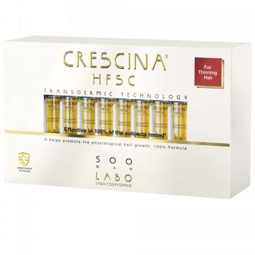 Fiole impotriva caderii parului 500 Crescina HFSC Transdermic, Barbati, 20 fiole (Concentratie: Tratamente pentru par, Gramaj: 20 fiole)