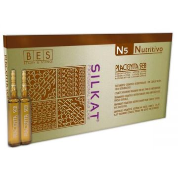 Lotiune Activa pentru Par - Bes Silkat N5 Nutritivo Placenta Seb, 12 fiole x 10 ml