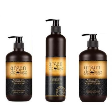 Pachet tratament hidratant pentru par deteriorat Argan de Luxe Professional