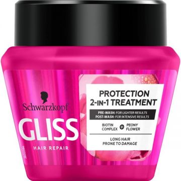 Tratament- Masca 2 in 1  pentru Parul Lung Predispus la Deteriorare - Schwarzkopf Gliss Hair Repair Protective 2-in-1 Treatment for Long Hair Prone to Damage, 300 ml