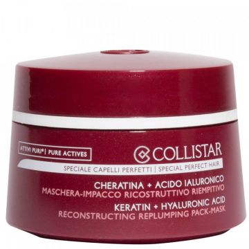 Masca restructuranta pentru par deteriorat Collistar Attivi Puri Keratin+Hyaluronic Acid Mask, 200 ml