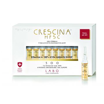 Labo Crescina HFSC 100% 500* pentru barbati, 20 fiole