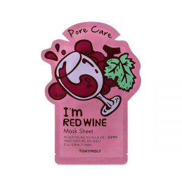 Masca Faciala Coreeana Tip Servetel cu Vin Rosu pentru Ingrijirea Porilor - Tony Moly I'm Red Wine Mask Sheet Pore Care, 1 buc