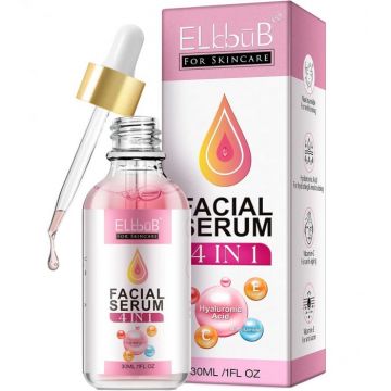 Ser Facial 4 in 1, Anti-acnee, Anti-roseata, Anti-sebum cu Niacinamida, Acid Hialuronic, Vitamina C E, Elbbub, 30 ml