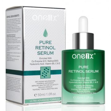 Ser Facial cu Retinol Pur, Coenzima Q10, Matrixyl 3000, Acid Hialuronic, Vitamina B5, C  E, ONE1X, 30 ml