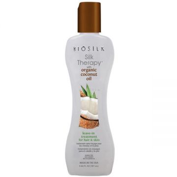 Tratament cu Ulei de Cocos pentru Par si Piele - Biosilk Farouk Silk Therapy with Coconut Oil Leave-In Treatment for Hair and Skin, 167ml