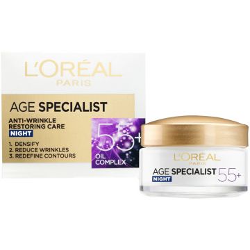 Crema Antirid de Noapte L'Oreal Paris Age Specialist 55+, 50 ml