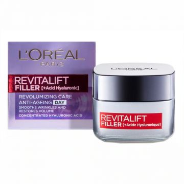 Crema Antirid de Zi cu Acid Hialuronic L’Oreal Paris Revitalift Filler, 50 ml