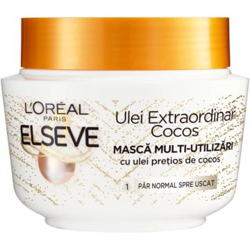 Masca pentru Par Uscat L’Oreal Paris Ulei Extraordinar Cocos, 300 ml