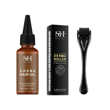 Pachet crestere barba si par, ulei CHEBE, Derma-roller, Sevich