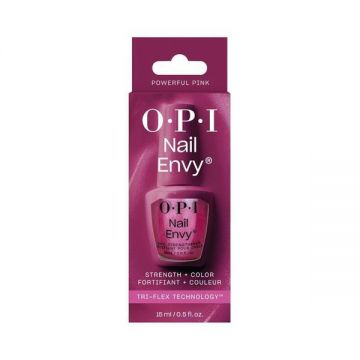 Tratament pentru intarirea unghiilor si culoare, OPI, Nail Envy, Powerfull Pink, 15ml