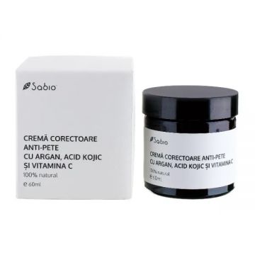 Crema corectoare anti-pete cu argan, acid kojic si vitamina C, Sabio (Concentratie: Crema, Gramaj: 60 ml)