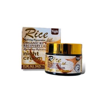 Crema de noapte hidratanta, Wokali, Rice Night Cream, Toate tipurile de ten, 55 g