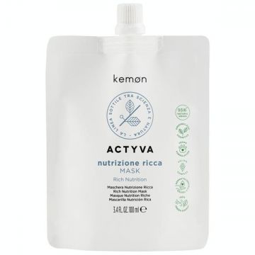 Masca de Hidratare Intensa Par Foarte Uscat - Kemon Actyva Nutrizione Ricca Mask Velian Pouch Bag, 100 ml