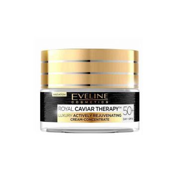 Crema Antirid de Zi, pentru Ten Matur, Eveline Cosmetics, Royal Caviar Therapy, 50+, SPF 8, 50 ml