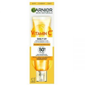 Crema Fluida cu SPF 50+ - Garnier Skin Naturals Vitamin C Daily UV Invisible, 40 ml